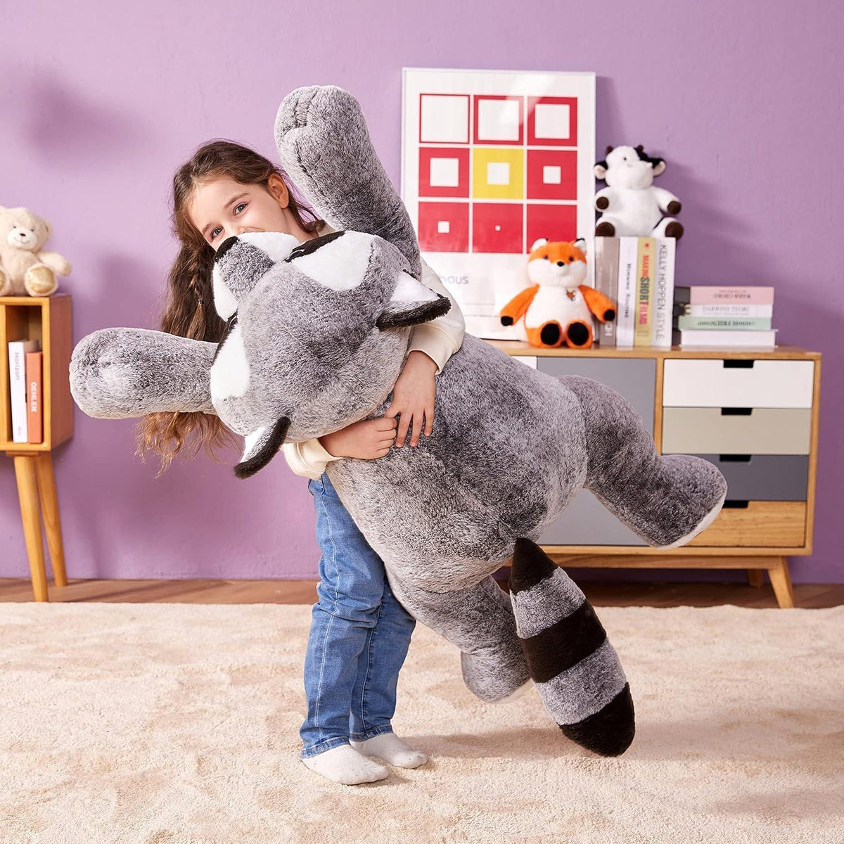 Riesiger Waschbär Kuscheltier 78cm - Flauschiges Plüschtier Geschenk