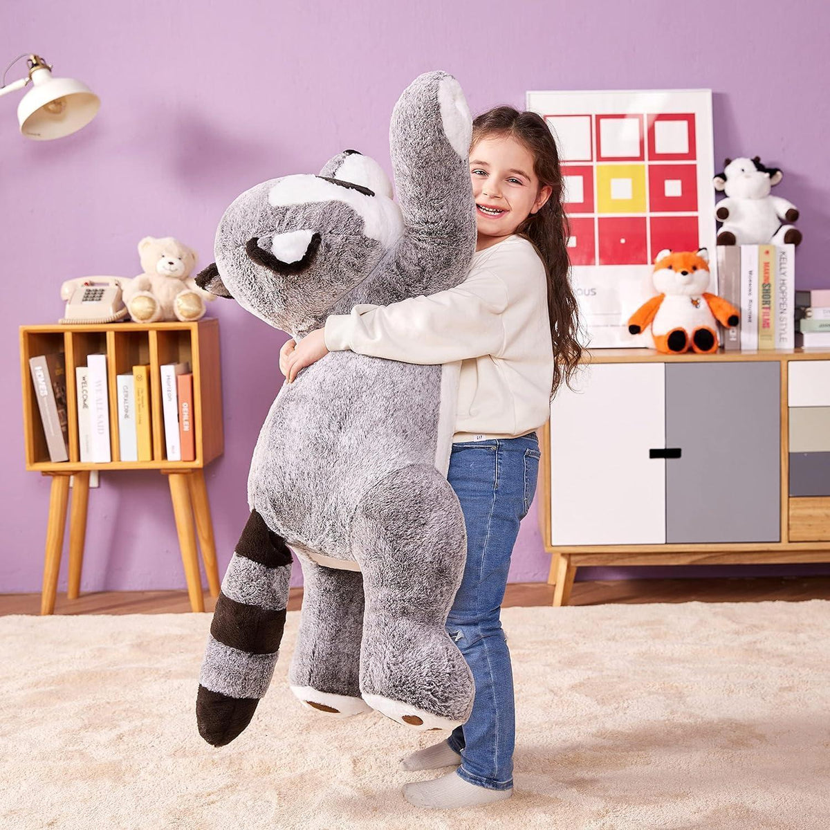Riesiger Waschbär Kuscheltier 78cm - Flauschiges Plüschtier Geschenk