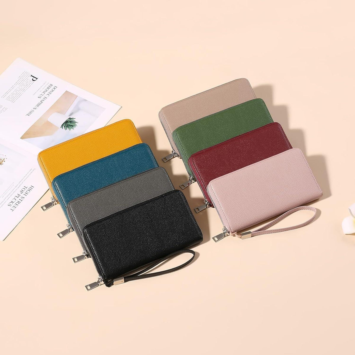 Damen Geldbörse RFID Leder Reißverschluss Kupplung große Kapazität