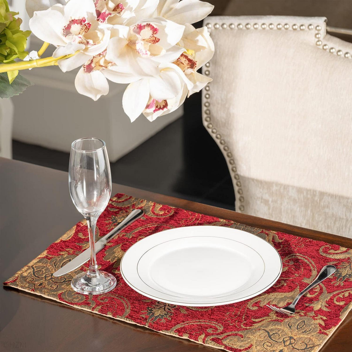 Platzsets 6er Set Jaquard, Abwaschbar, Burgund 30x45cm