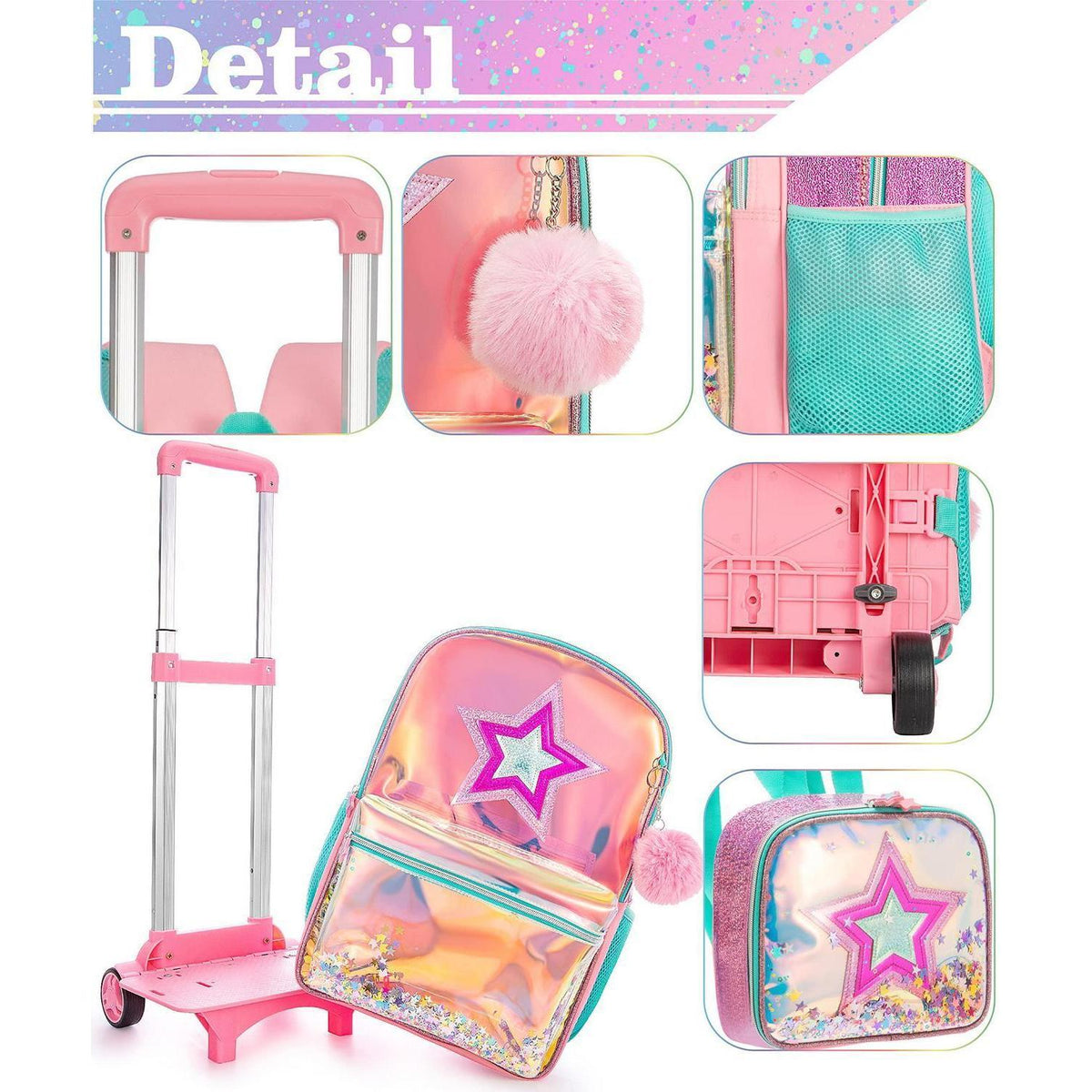Schulranzen Trolley Rucksack Mädchen mit Rollen & Zubehör