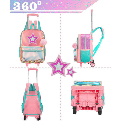 Schulranzen Trolley Rucksack Mädchen mit Rollen & Zubehör