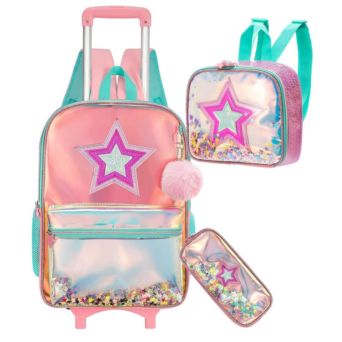 Schulranzen Trolley Rucksack Mädchen mit Rollen & Zubehör