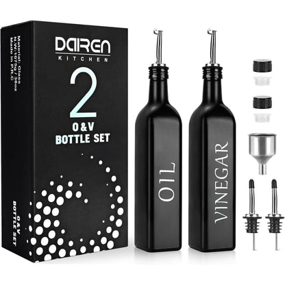 Öl- & Essig Spender Set Glas 500ml mit Edelstahl Ausgießer