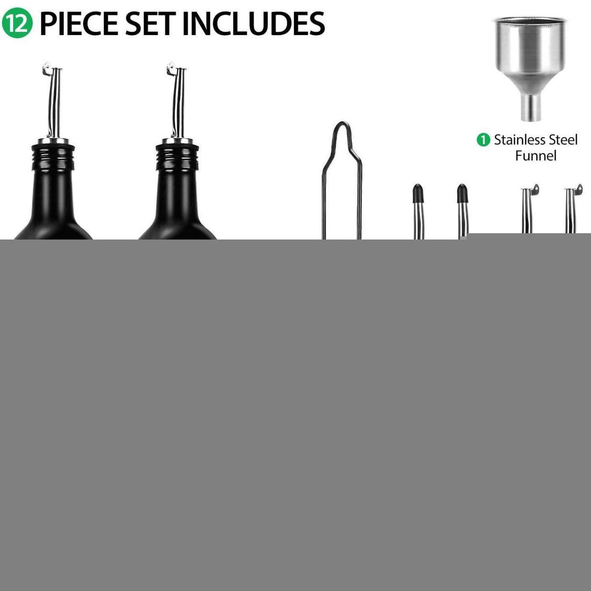 Öl- & Essig Spender Set Glas 500ml mit Edelstahl Ausgießer