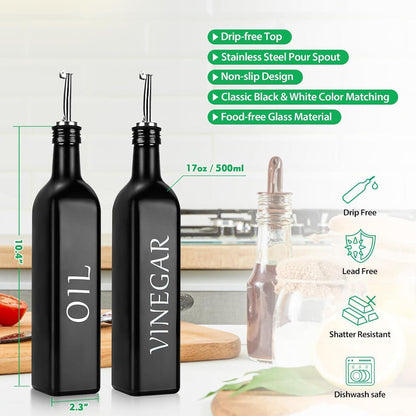Öl- & Essig Spender Set Glas 500ml mit Edelstahl Ausgießer