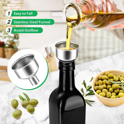 Öl- & Essig Spender Set Glas 500ml mit Edelstahl Ausgießer
