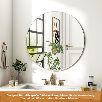 Runder Wandspiegel 70cm Metall Silber – Modern & Elegant