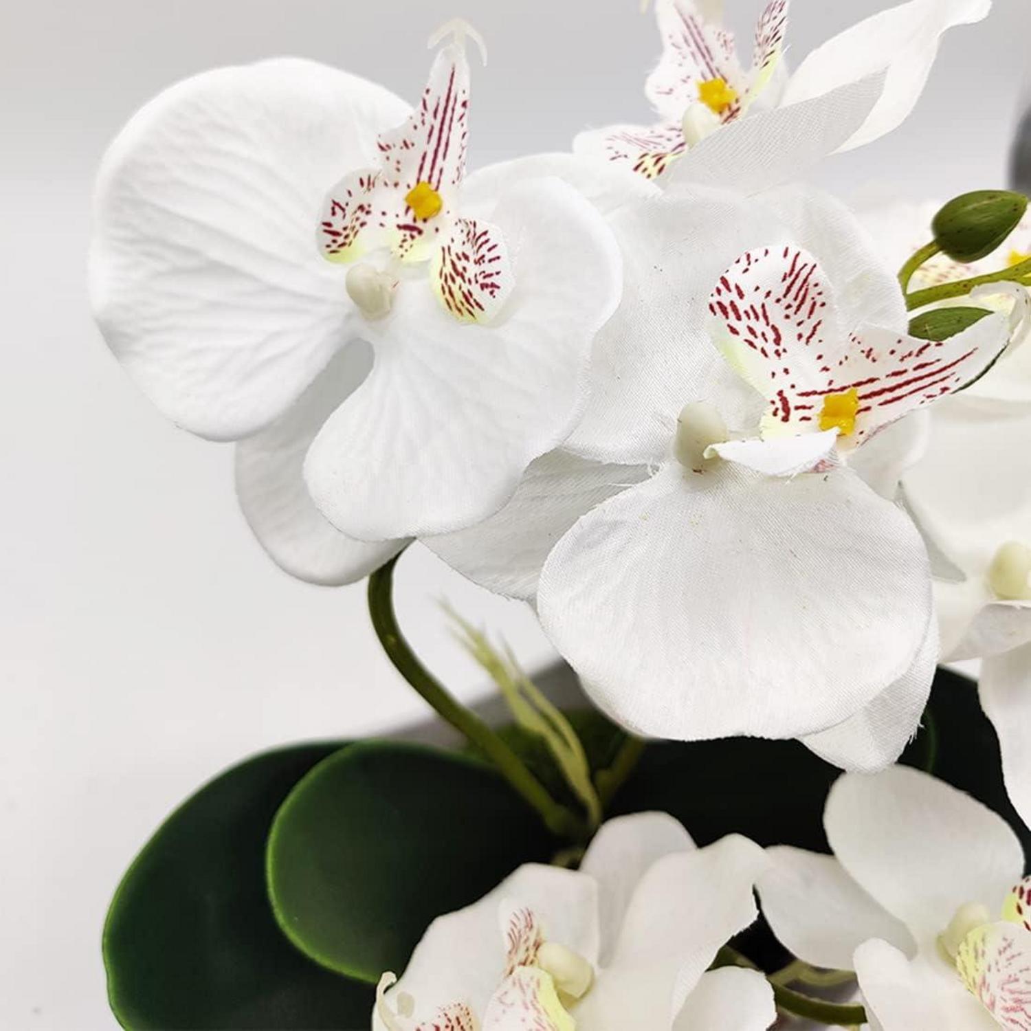 Künstliche Orchideenblüten mit weißem Topf für Zuhause und Hochzeit