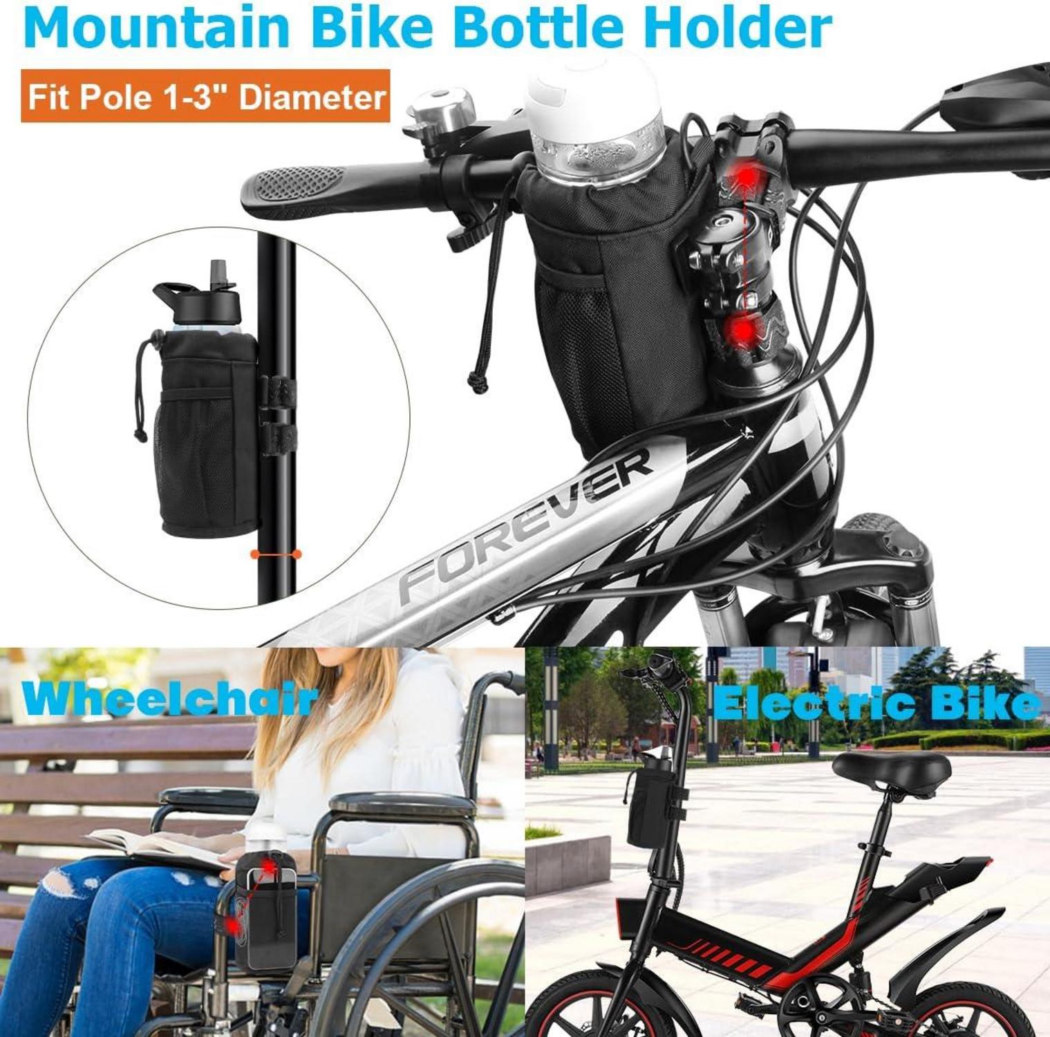 Fahrrad Flaschenhalter 24oz Getränkehalter Netztasche Schwarz 2er Pack