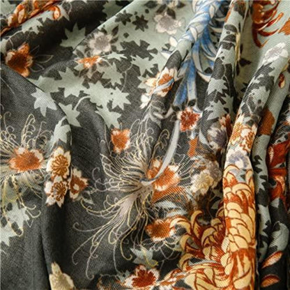 Damen Schal Oversize mit Fransen 180x90 cm Bunt