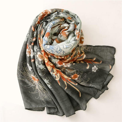 Damen Schal Oversize mit Fransen 180x90 cm Bunt