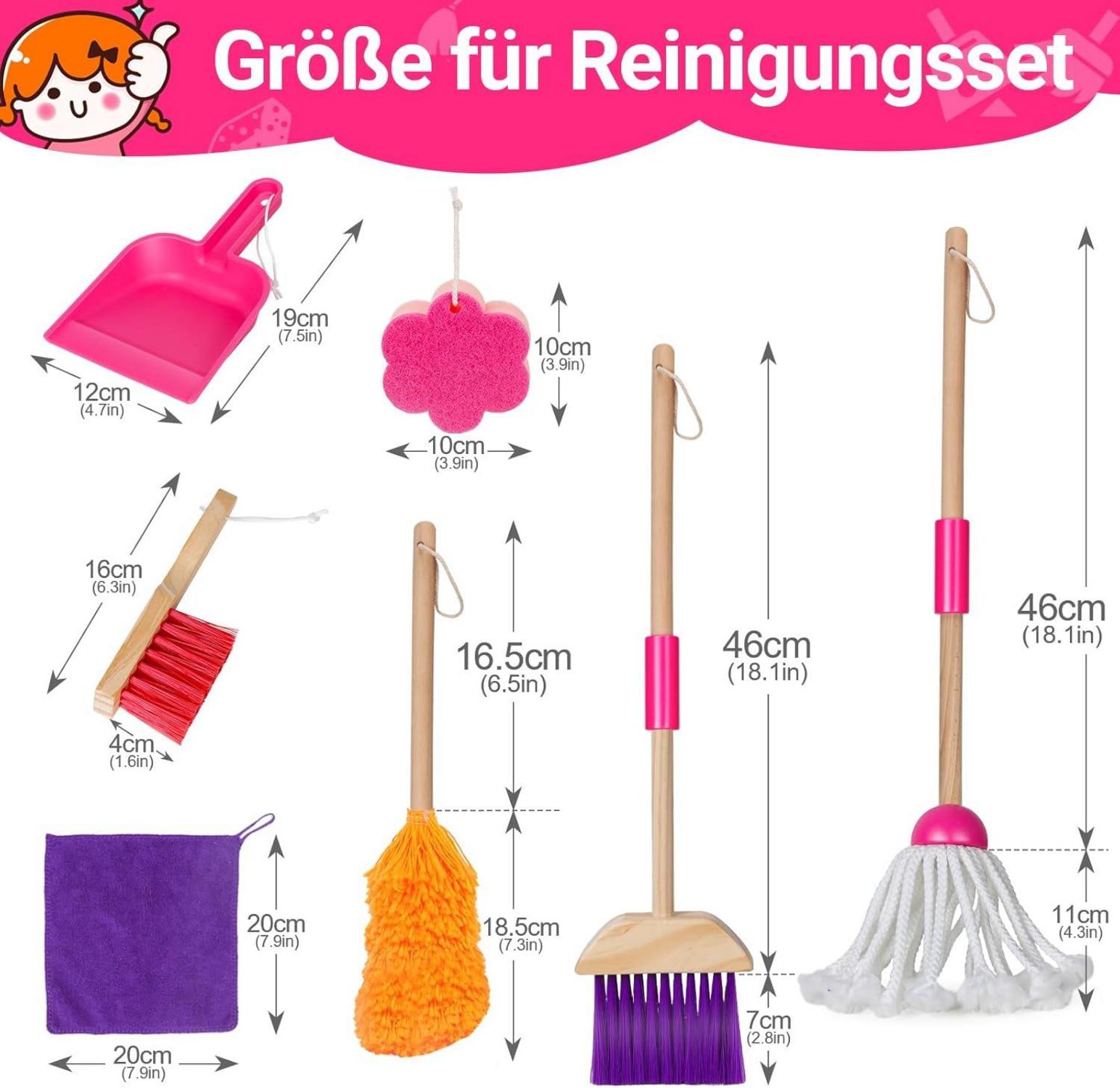 Kinder Putzset Besen Set 8-teilig Reinigungs Spielzeug