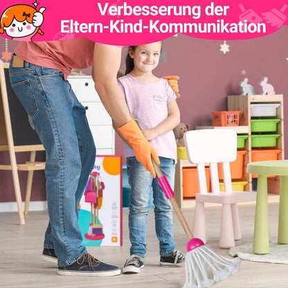 Kinder Putzset Spielzeug 8-Teiliges Reinigungs Set für Mädchen Jungen