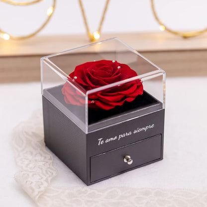 Ewige Rote Rose Konservierte Blumen Halskette Ohrringe Geschenk Mutter