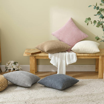 Rosa Kordsamt Kissenbezug 40x40cm 2er Set Dekorativ für Couch Sofa