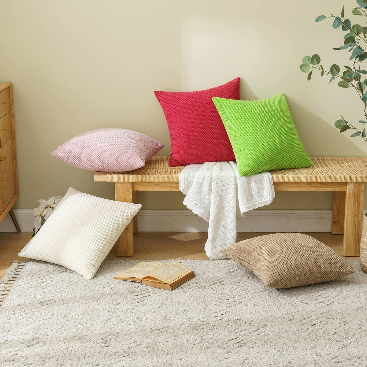 Kordsamt Kissenbezug Granulat Deko 2er Set 40x40cm Rosa