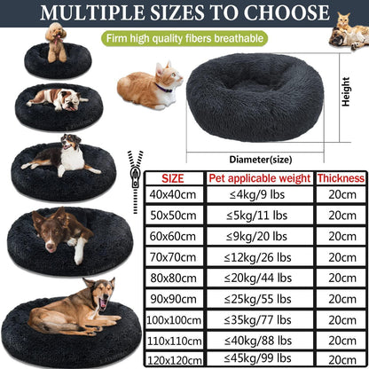 Rundes Hundebett Flauschig – Weiches Donut Kissen 90cm Beige