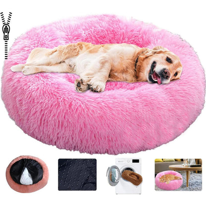 Rundes Hundebett Flauschig Rosa 2XL - 90cm