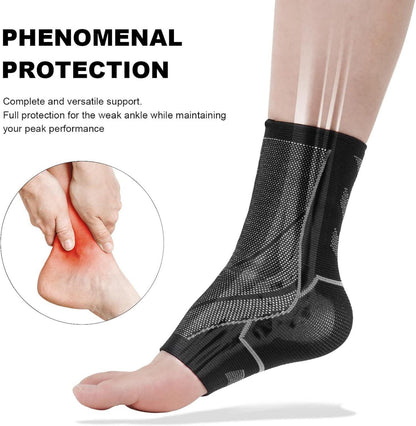 ACWOO Neuropathie Socken Sprunggelenkbandage 2er Pack Schwarz Mittelfußstütze Sport Fitness