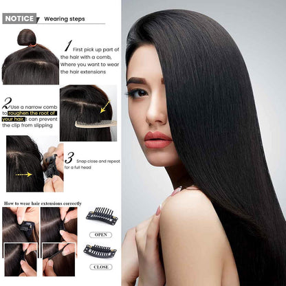 Clip-in Haarverlängerung Dunkelbraun 60/70cm