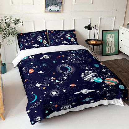 Kinder Bettwäsche Set Sternenhimmel Galaxie 155x220 cm