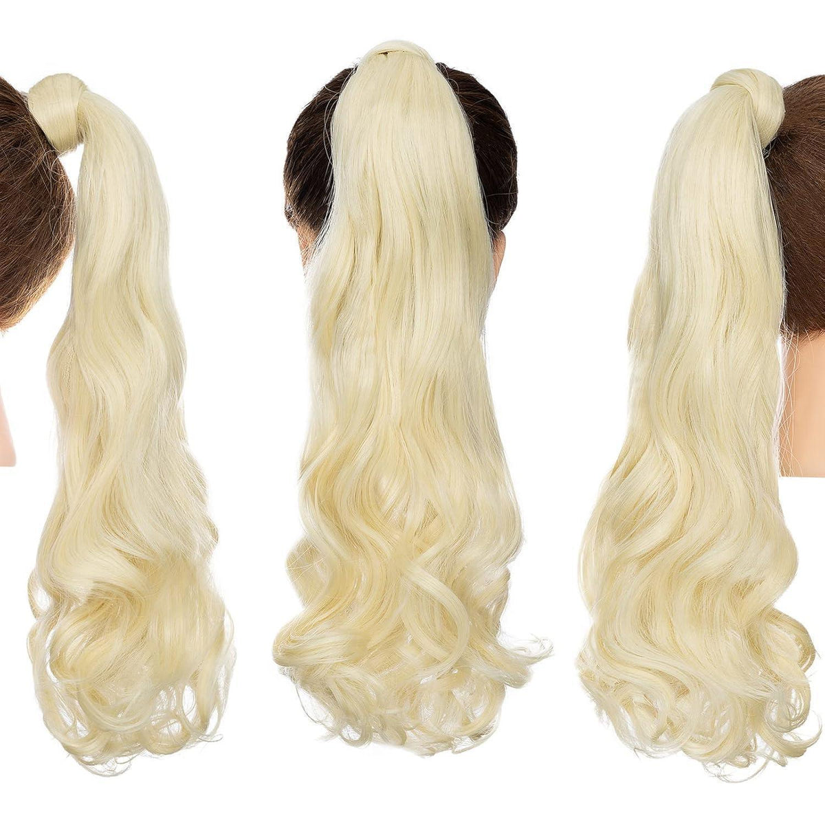 Welliges Pferdeschwanz Haarverlängerung Blond 50cm