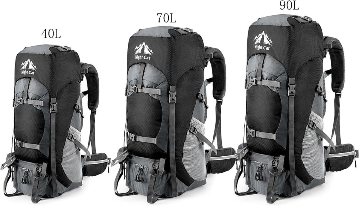Night Cat Trekkingrucksack 70L Schwarz für Camping Wandern