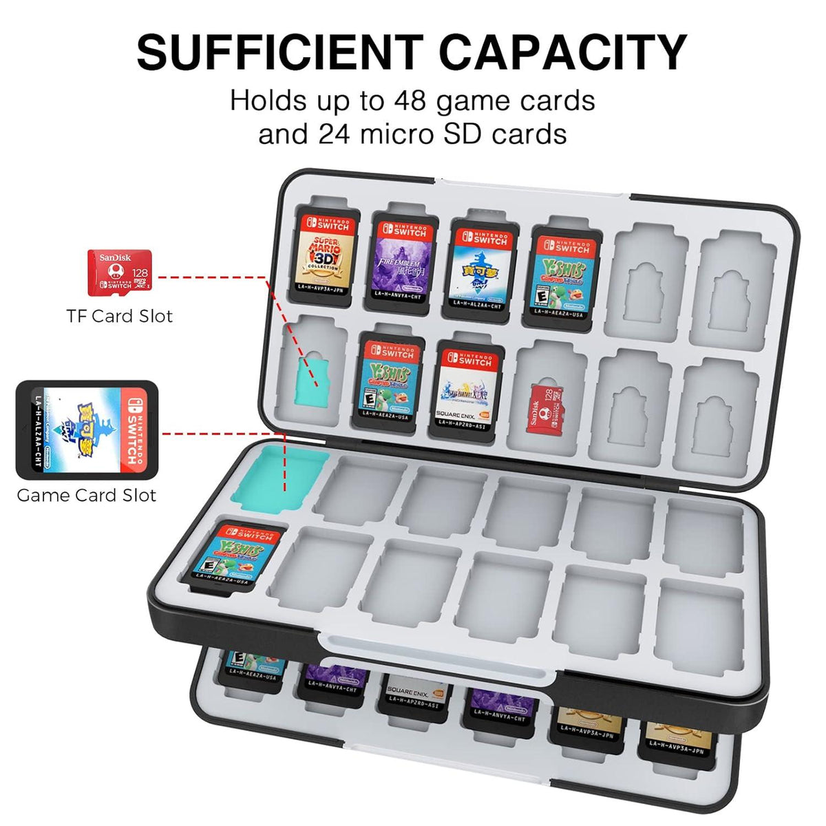 HEIYING Nintendo Switch Game Card Case 48 Slots Carbon Fibre