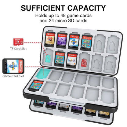 HEIYING Nintendo Switch Game Card Case 48 Slots Carbon Fibre