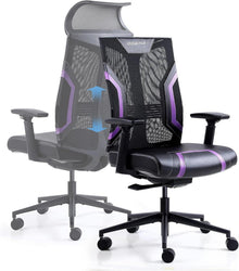 Gaming Stuhl mit 3D Armlehnen und Wippfunktion Schwarz Lila