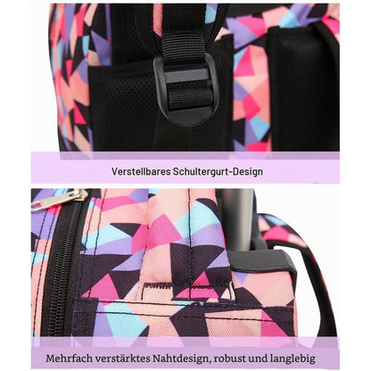 Schultrolley Rucksack mit Rollen – Sternenblau/Rosa für Kinder