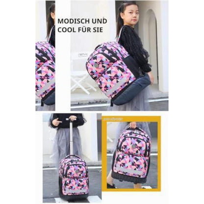 Schultrolley Rucksack mit Rollen – Grün für Jungen & Mädchen