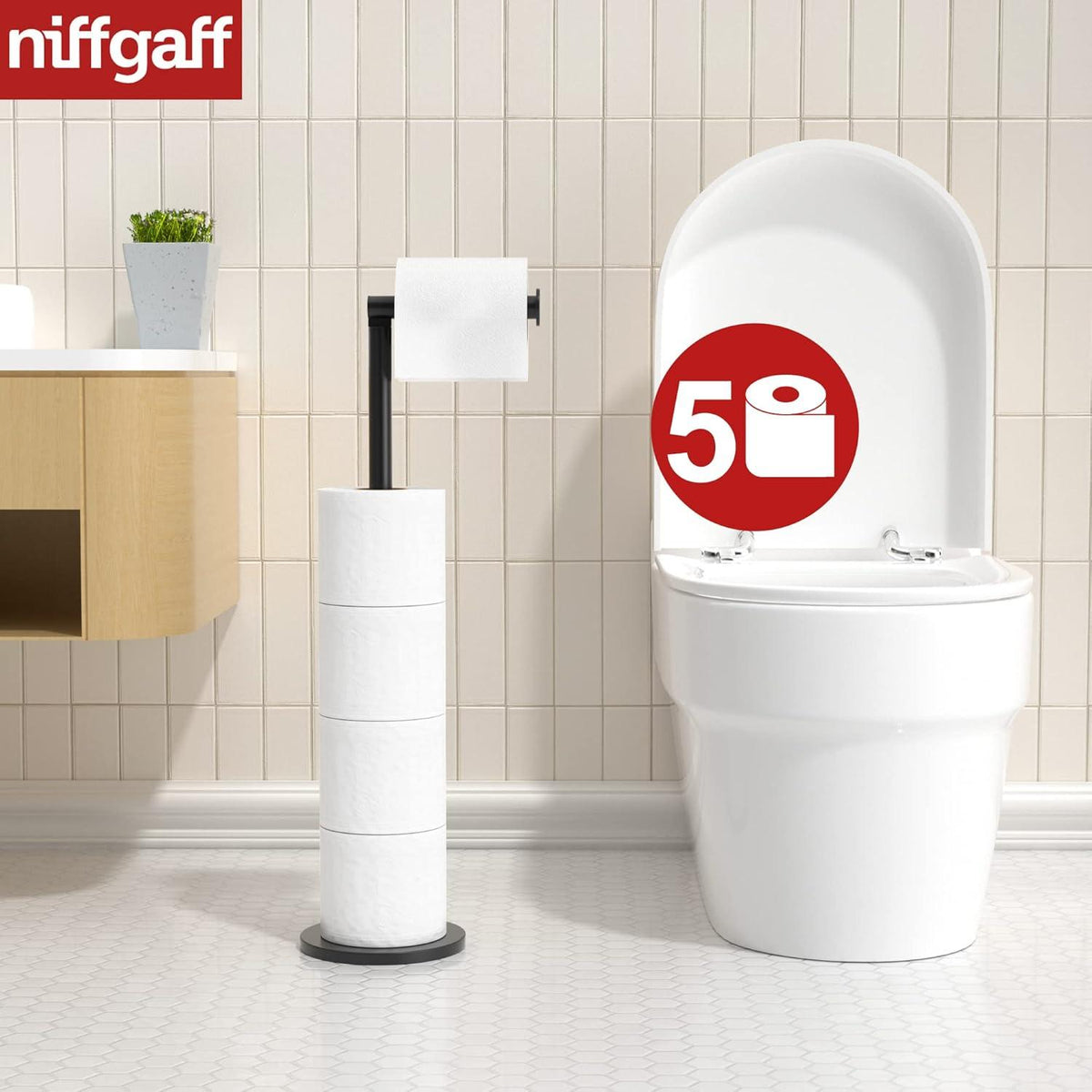 Toilettenpapierhalter freistehend Edelstahl Matt-schwarz