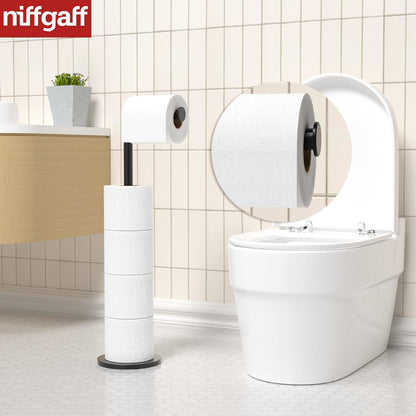 Toilettenpapierhalter freistehend Edelstahl Matt-schwarz faltbar
