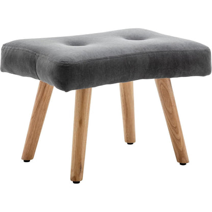 Ohrensessel mit Hocker – Dunkelgrauer Samt Relaxsessel