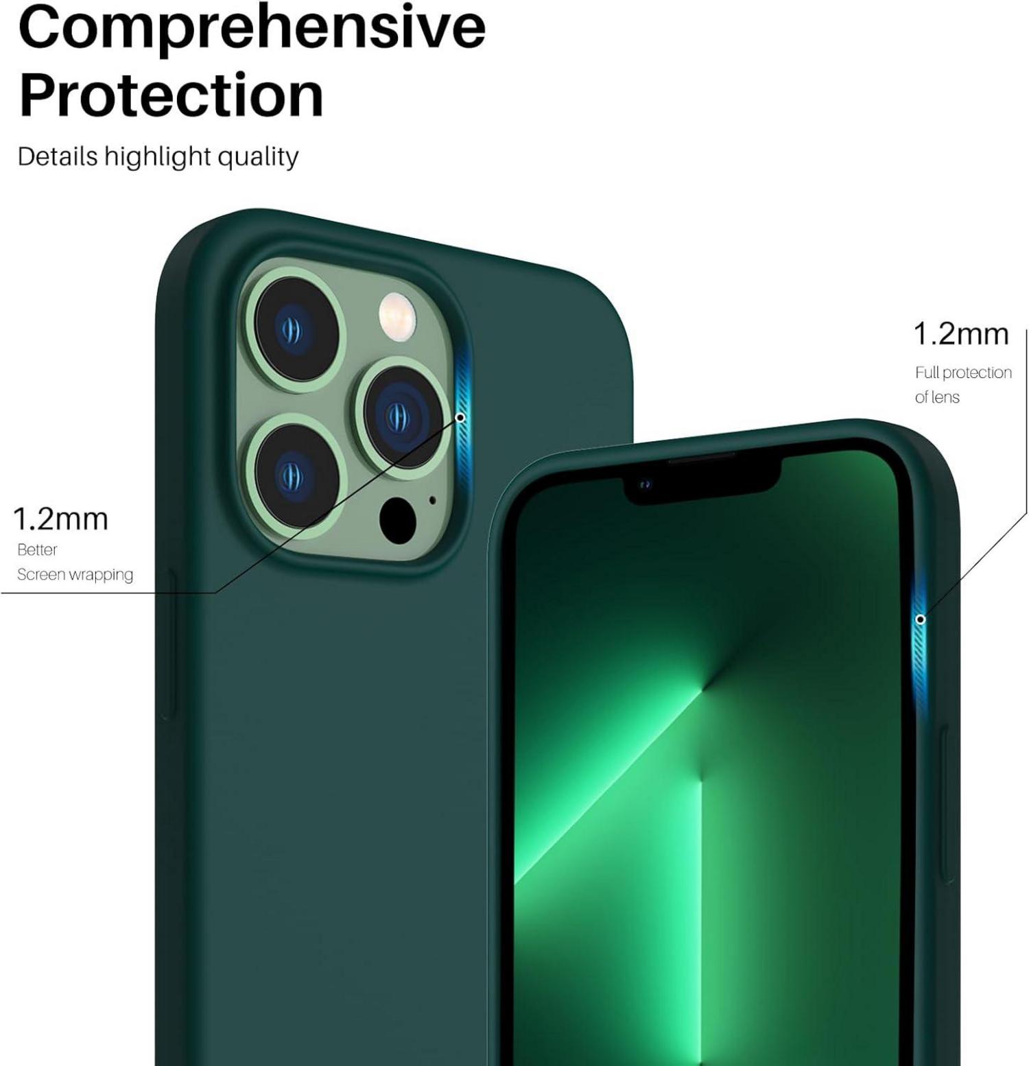 ORNARTO Silikon Case für iPhone 13 Pro 6,1 Zoll Olivgrün - Flüssig Silikon Hülle