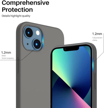 Schutzhülle ORNARTO iPhone 13 6,1 Silikon Case Voller Schutz Flüssig Grau