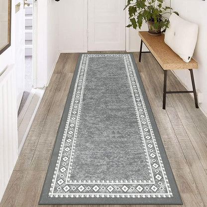 Teppich Läufer 60x180cm Waschbar Rutschfest Flur Eingang Küche Grau