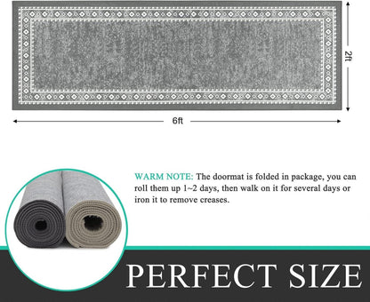 Enyhom Teppich Läufer 60x180cm Washable Gray Kitchen Runner Rug