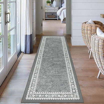 Enyhom Teppich Läufer 60x180cm Waschbar rutschfest Küchenläufer Grau