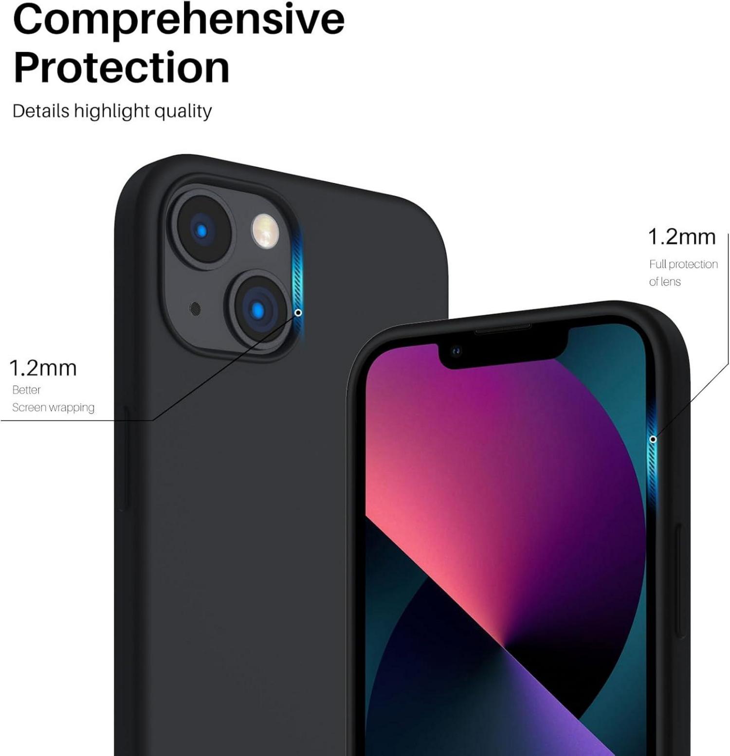 ORNARTO iPhone 13 6.1 Silikon Hülle Flüssig Silikon Schutz Space Grau