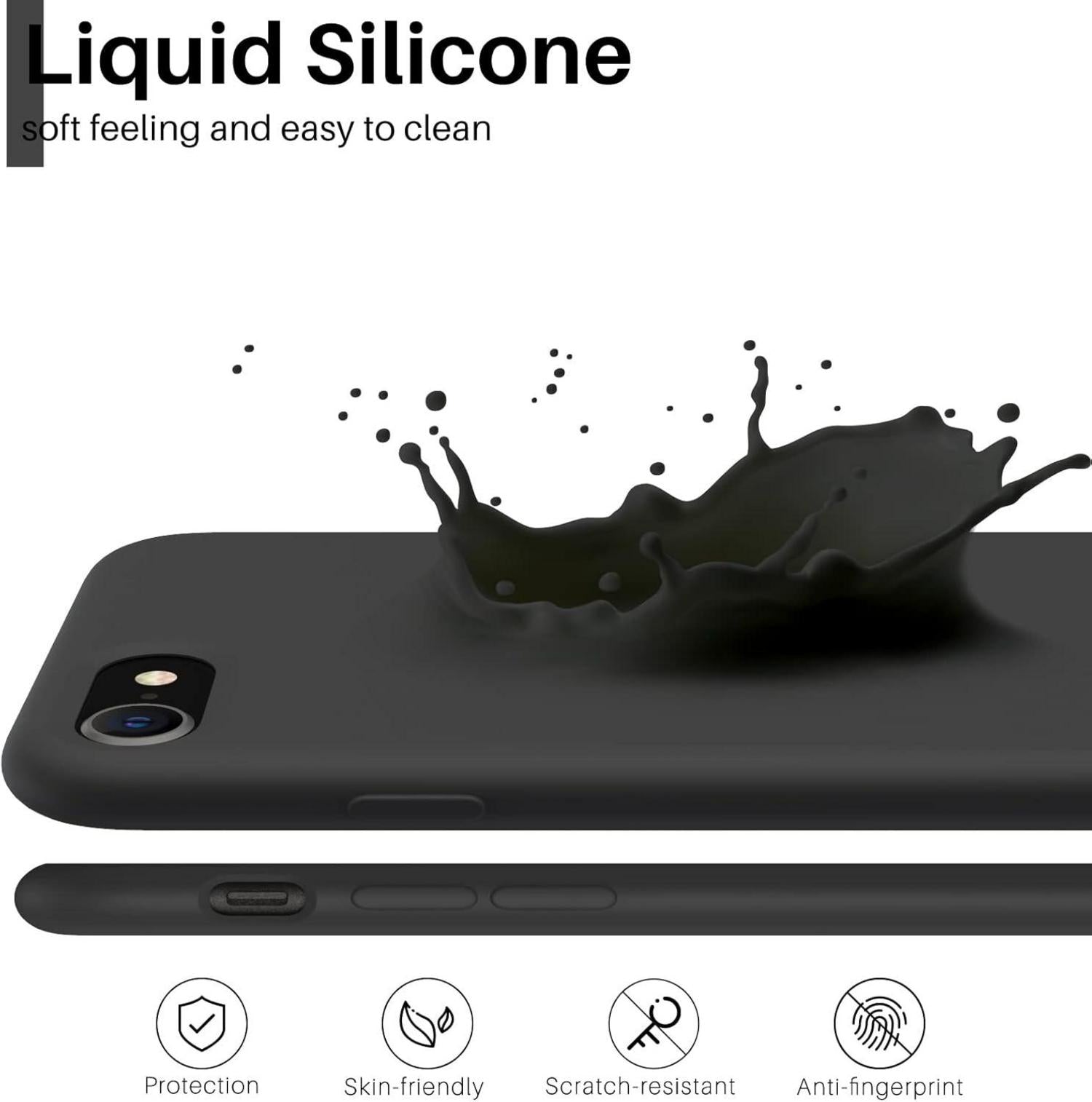 Silikon Case kompatibel mit iPhone SE 3 2022 5G Schwarz