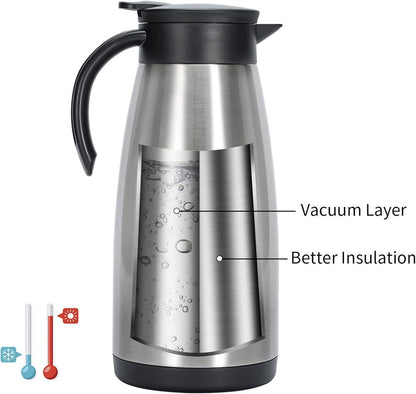 Edelstahl Isolierkanne 1,5 L Thermoskanne Vakuum Kaffeekanne Teekanne Silber