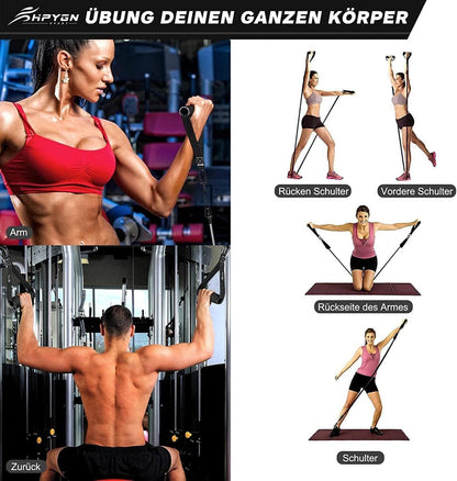 Fitnessband Set 150-250lbs 5 Stärken Resistance Bands Home Gym Outdoor