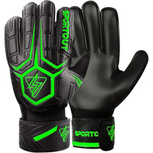 Torwarthandschuhe mit Fingersave und 4mm Latex, Schwarz-Grün