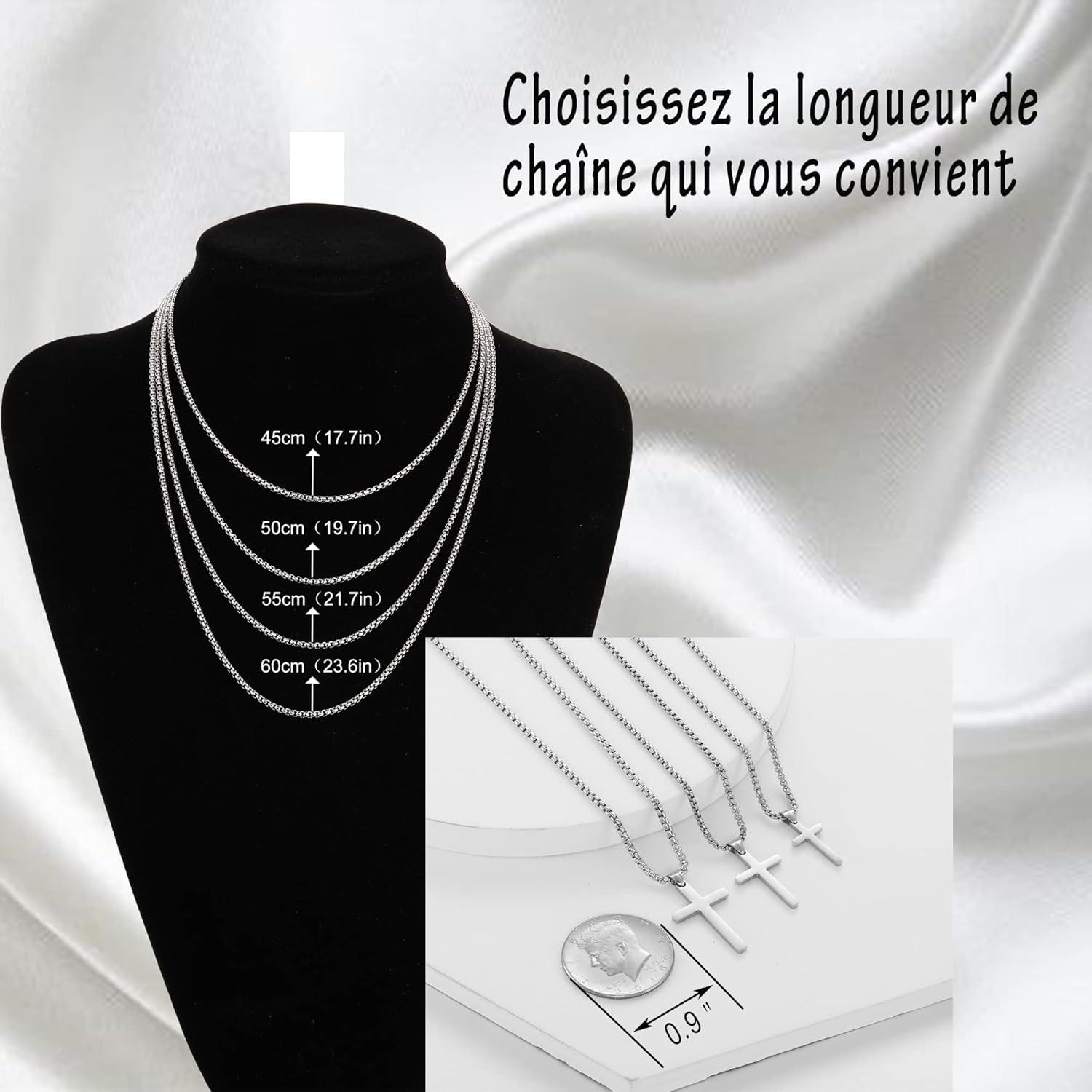 Herren Kreuzkette Edelstahl Anhänger Christentum Schmuck Silber 18-24 Zoll
