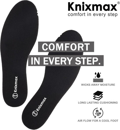 Knixmax Memory Foam Einlegesohlen Schwarz 43 Herren Damen Sneaker 5mm Foam