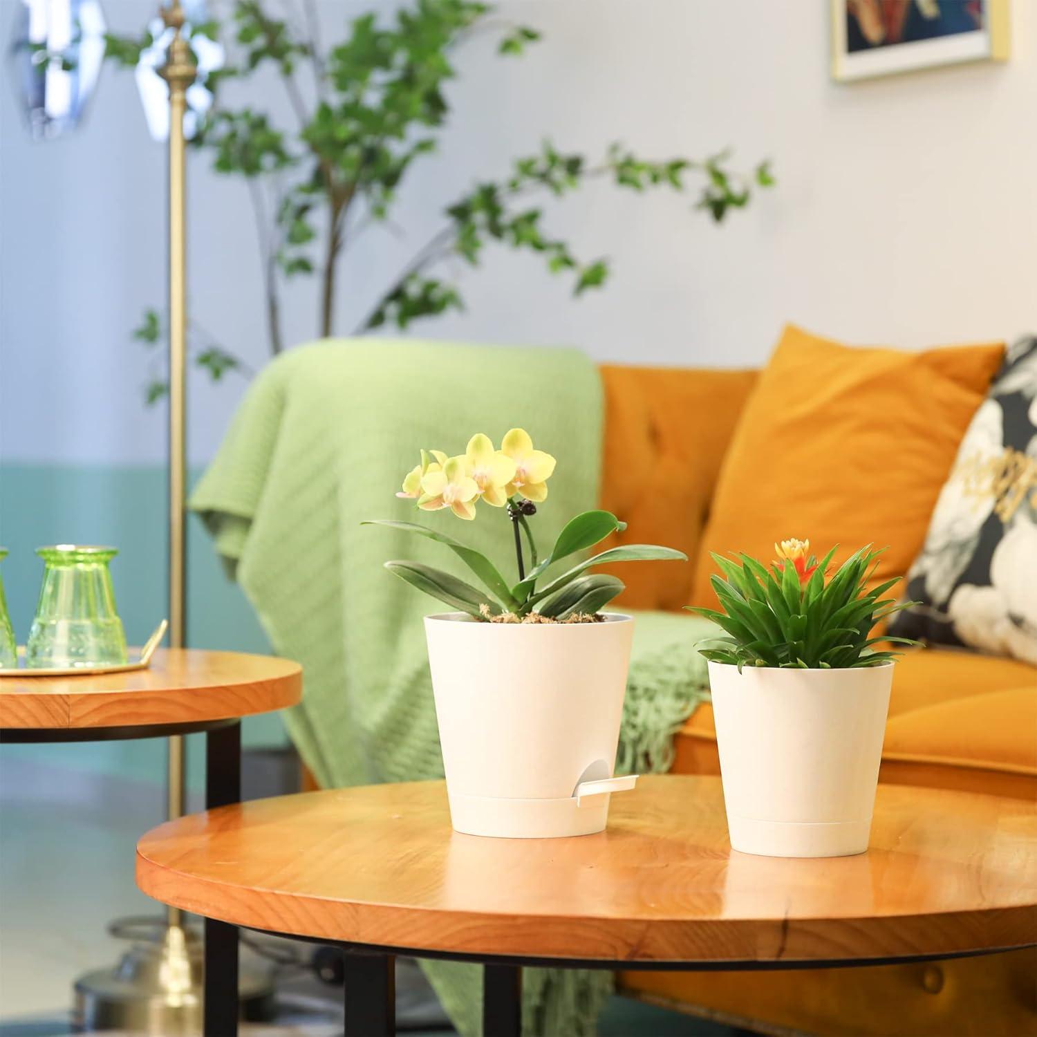Kunststoff Blumentopf 14cm mit Bewässerungssystem, 6er-Set