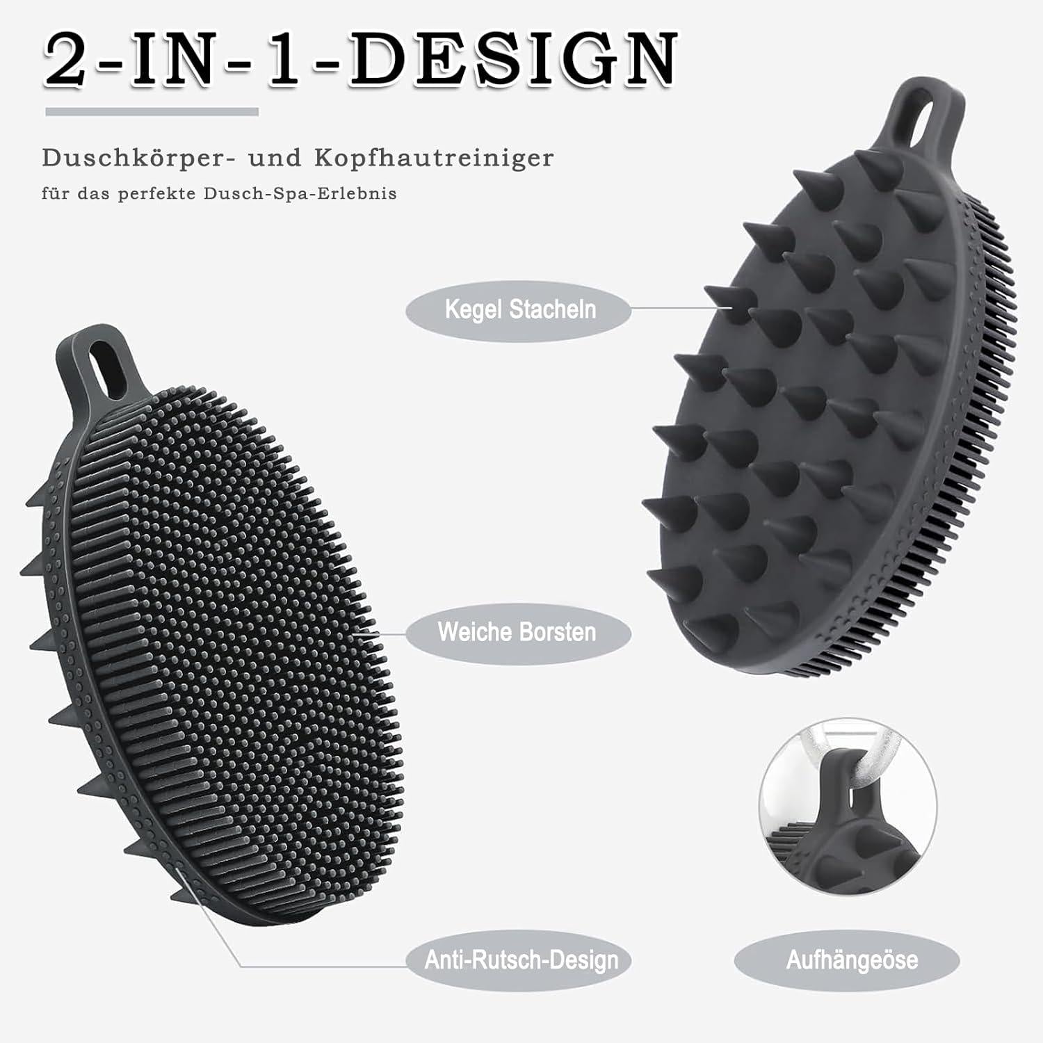 FRRETECH 2-in-1 Silikon-Körperbürste für Haut und